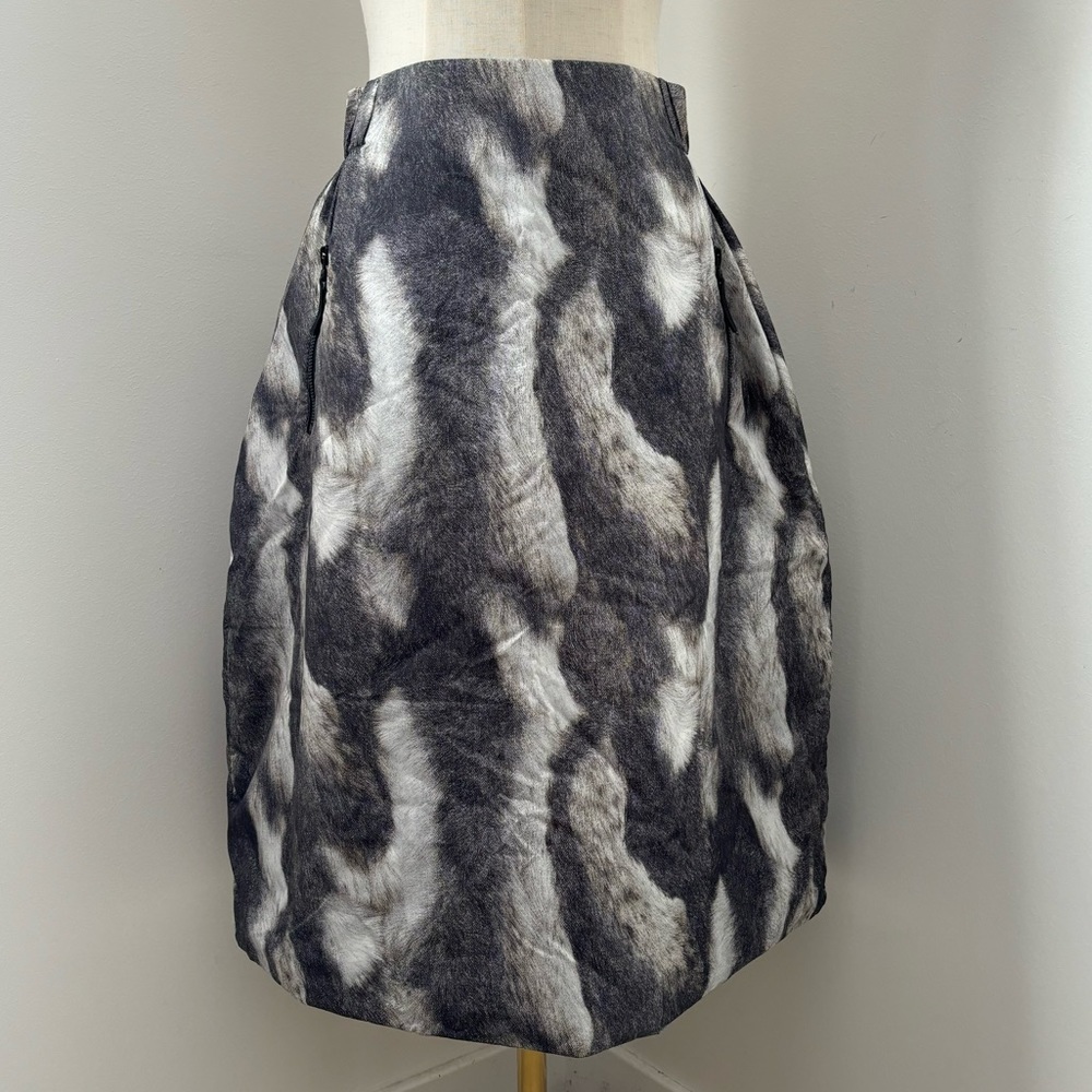Bogner Fire & Ice Charcoal/White Fur Pattern Insulated Bell Shaped Midi Skirt